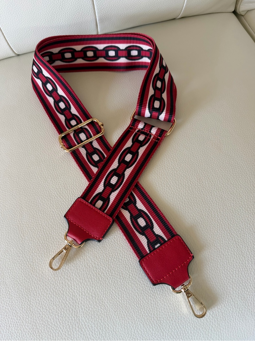 Guitar/handbag strap Chain Adjustable Strap - Red & Black